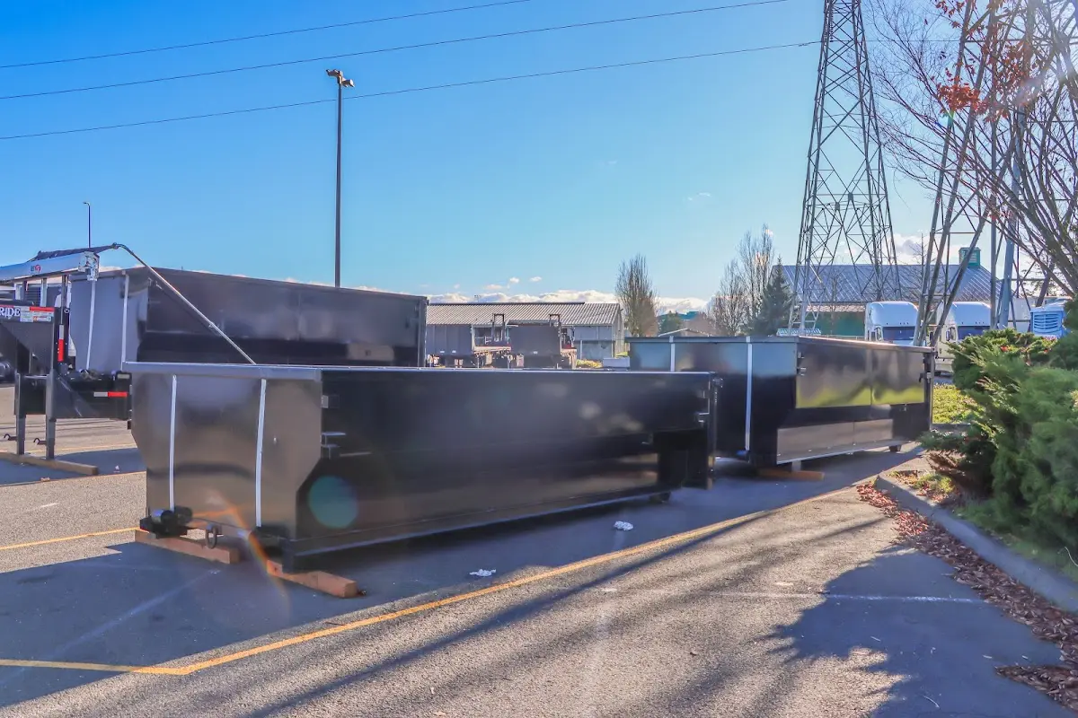 Roll-off dumpster ready for waste disposal at job site for 15 Yard Dumpster Rental in Sheboygan